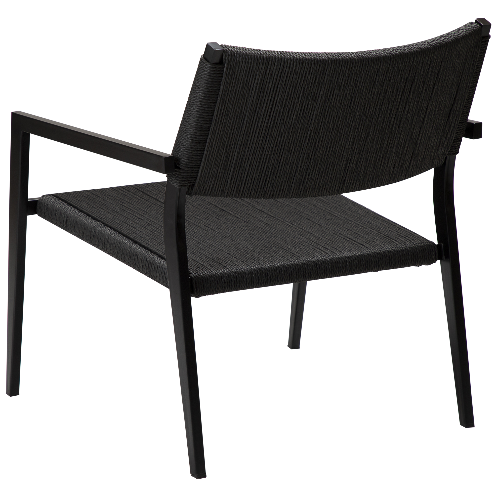 Loop Lounge Chair Black Paper Cord With Black Metal Legs 700500700 05 Back Angle