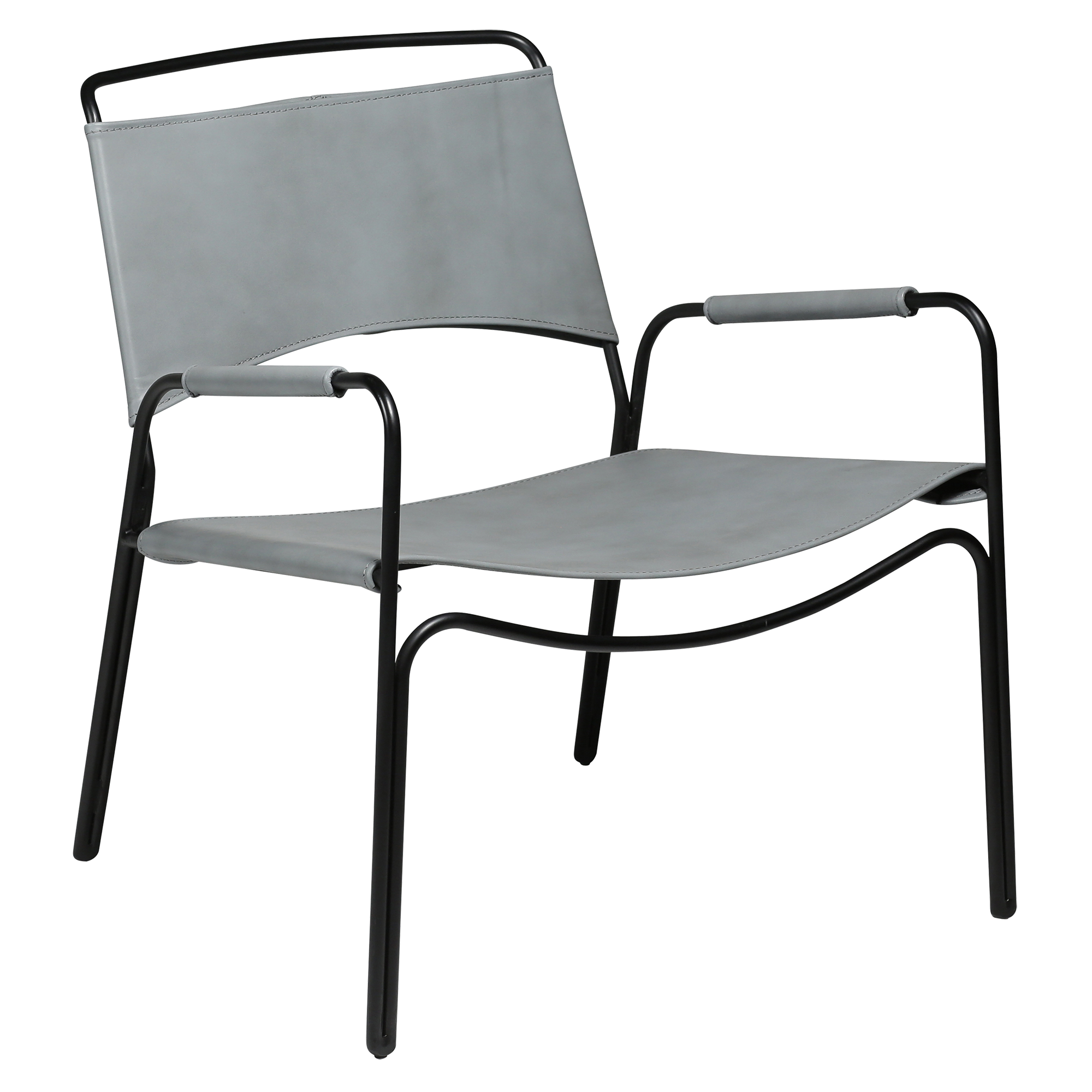 Paz Lounge Chair Grey Leather With Black Metal Legs 700801903 01 Main
