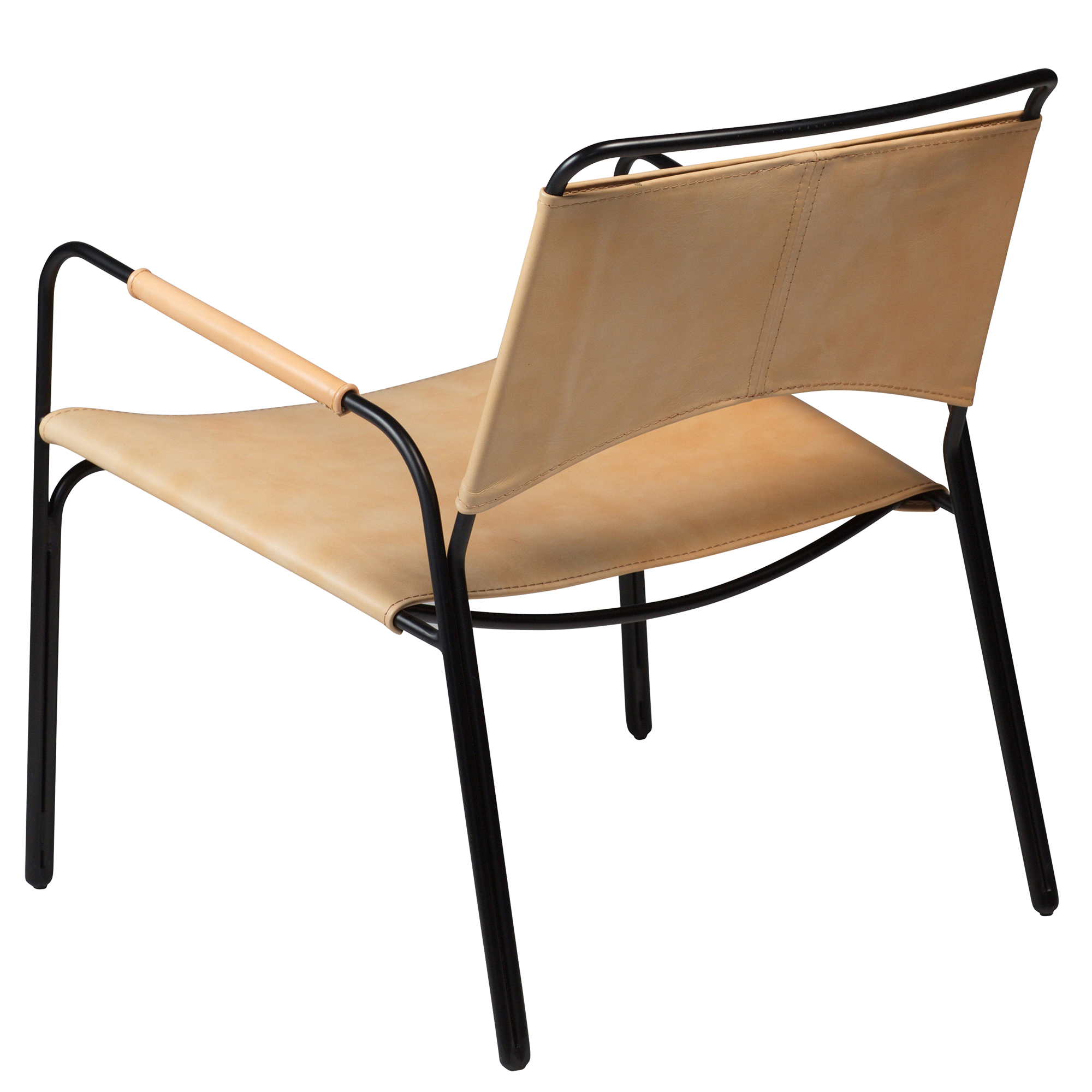 Paz Lounge Chair Tan Leather With Black Metal Legs 700801901 02 Back